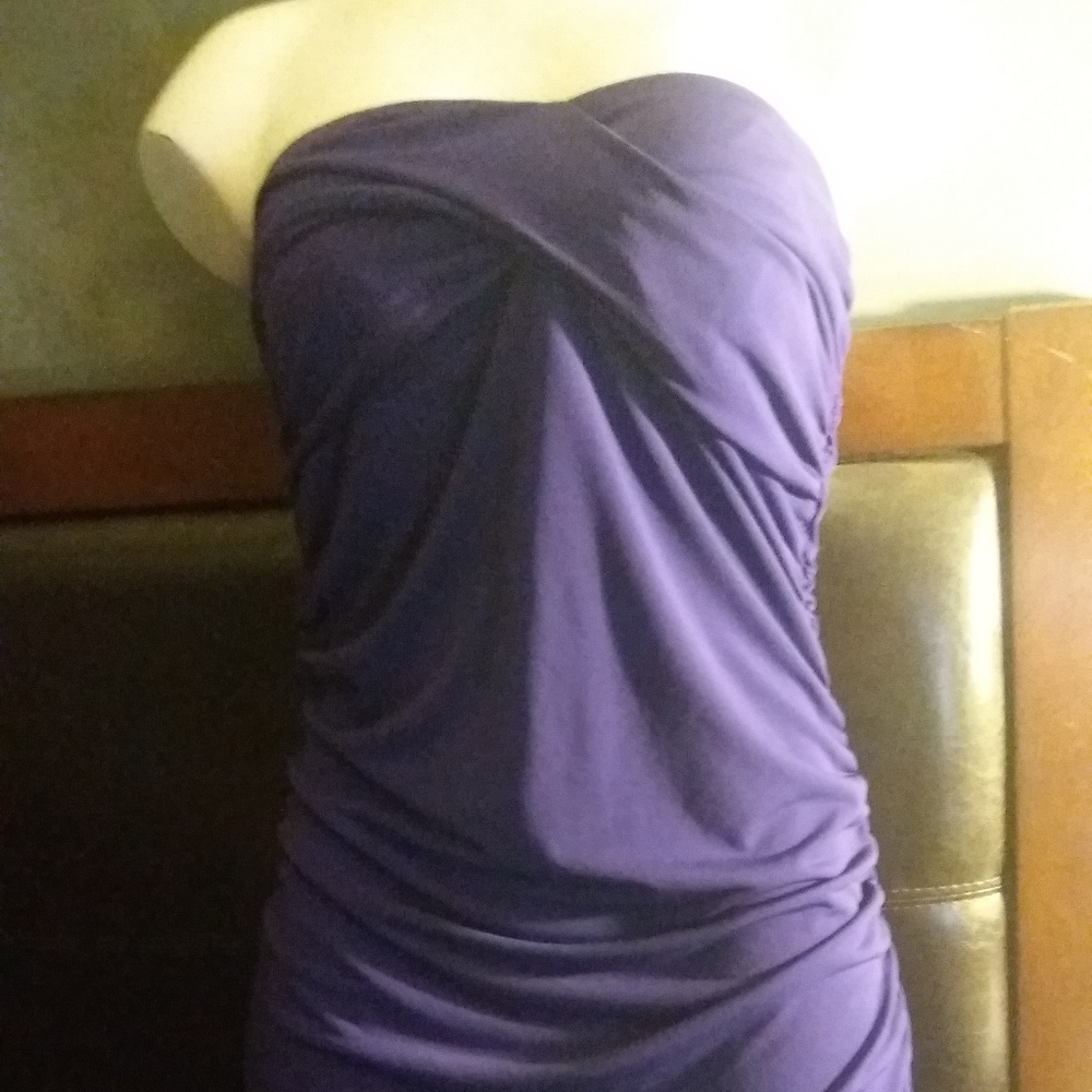 ALYN PAIGE ruched bodycon dress purple size large